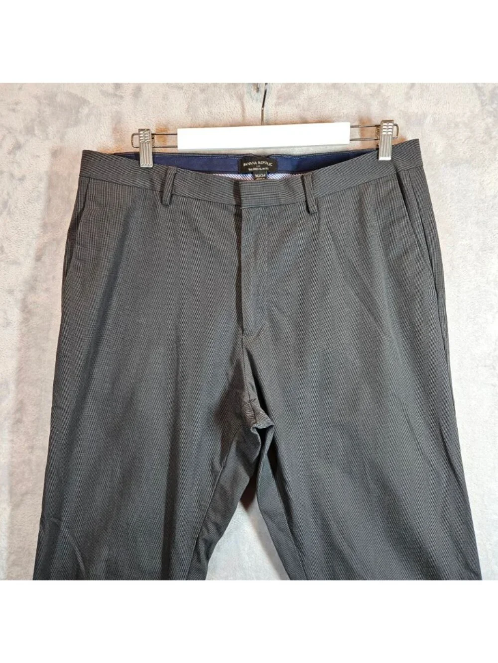 Banana Republic Tailored Slim Fit Mens Dress Pants 36x34 Gray Micro Houndstooth